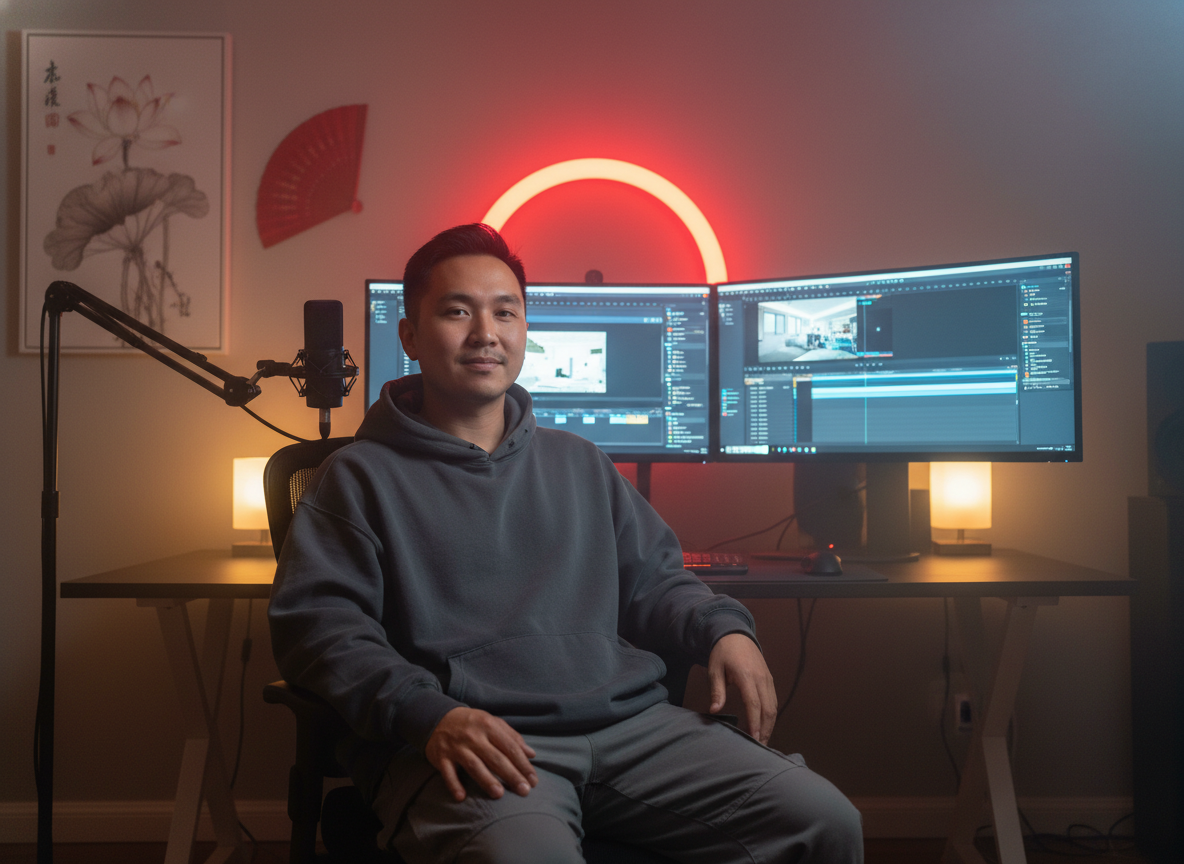 Vietnamese-American creator filming content for a PHODA.TV channel