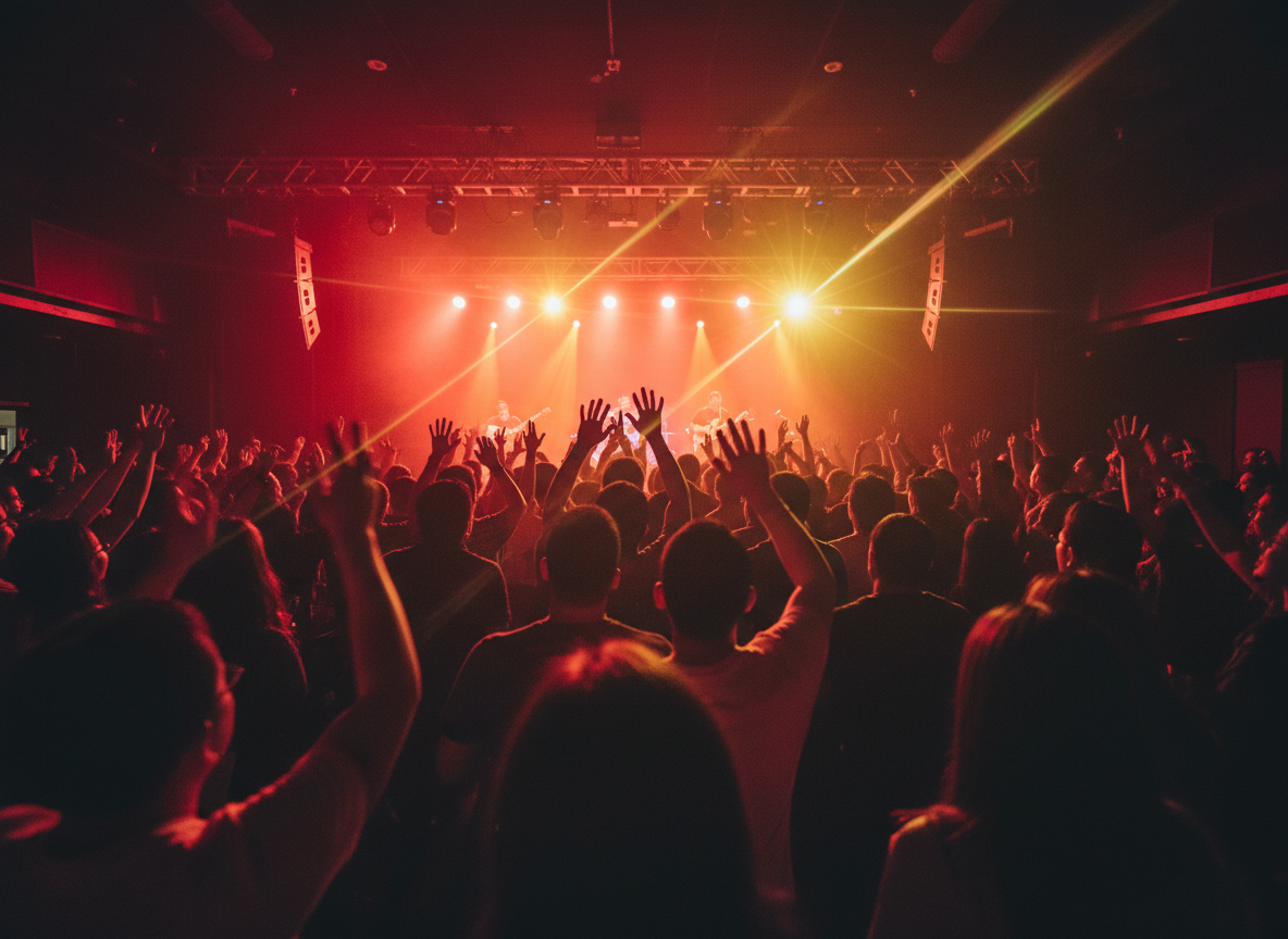 Live audience at a Little Saigon venue stage during a Vietnamese cultural event